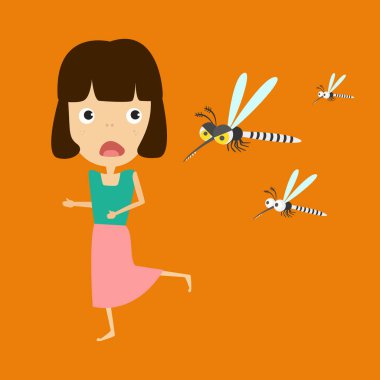 Sivrisinek taşıyıcısı dang virüsü, zika virüsü, sıtma. Sivrisinekler konsepti kontrol eder. vektör illüstrasyonu