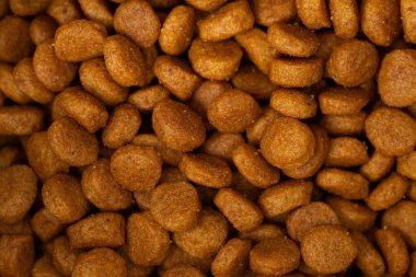 Arka plan ve duvar kağıtları için kedi maması dokusu. Doku arka planı. Soyut arkaplan. Makro fotoğrafçılık. Kapat.