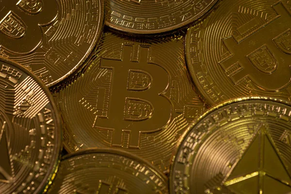 Χρυσό Bitcoin Token Ψηφιακό Νόμισμα Κρυπτονόμισμα — Φωτογραφία Αρχείου