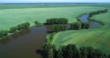 Top view of the river in the countryside