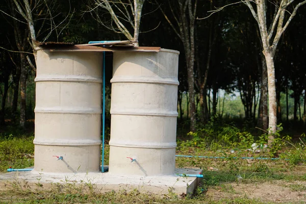 Cement Water Tanks Garden Keeping Water Local Gardeners Thailand Built — Stock Photo, Image