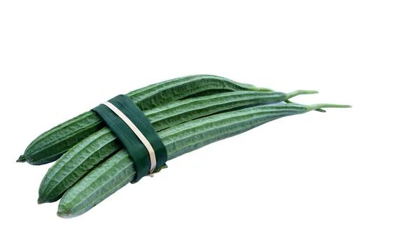 Verse Groene Loofah Courgette Fruit Geïsoleerd Witte Achtergrond Onderwerp Biologische — Stockfoto