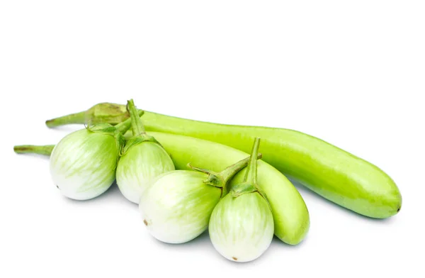 Fresh Green Thai Eggplants Set Isolated White Background Concept Organic — ストック写真