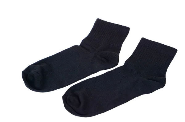 Pair Black Socks Isolated White Background Concept Polite Socks Men — Zdjęcie stockowe