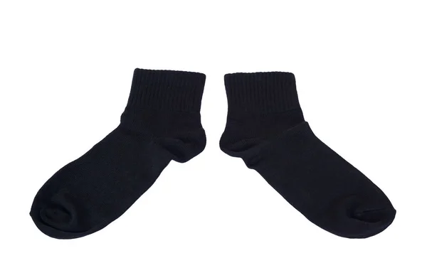 Pair Black Socks Isolated White Background Concept Polite Socks Men — Zdjęcie stockowe