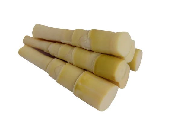 Pile Boiled Bamboo Shoots Isolated White Background Ready Eat Cook — Stock Photo, Image