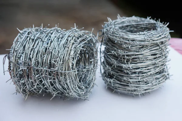 Rolls Barbed Wire Barbed Wire Used Make Fences Secure Property — Stock fotografie
