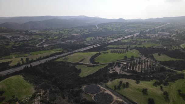 Типи Кіпру Горах Верхній Вигляд Гір Людських Споруд Різні Ландшафти — стокове відео
