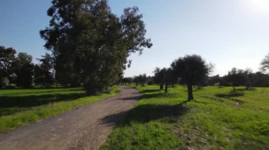 Kıbrıs yeşil bahçesi. Deniz ve dalgalar. Larnaca yakınlarındaki güzel manzaraların üzerinden uç. Kıbrıs. Akdeniz 'de. Gündüz.