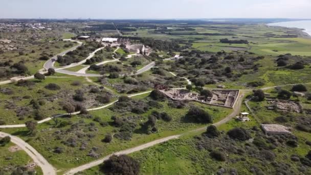 Kourion Limasol Kıbrıs Yaz Güzel Manzaralar Akdeniz Antik Şehir Arkeoloji — Stok video