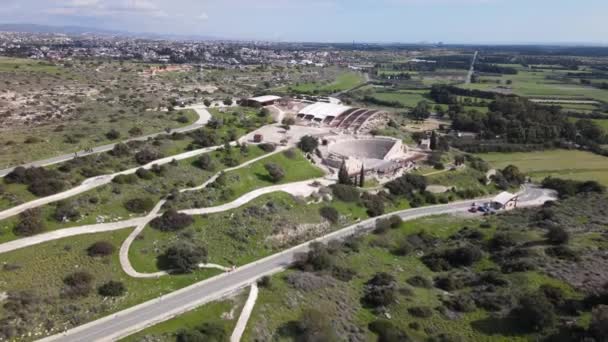 Kourion Limasol Kıbrıs Yaz Güzel Manzaralar Akdeniz Antik Şehir Arkeoloji — Stok video