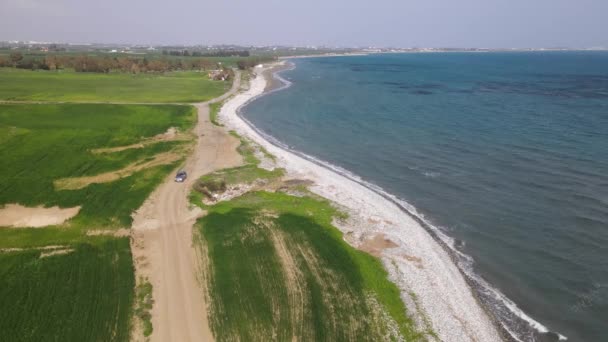 Chipre Vistas Mar Mediterráneo Durante Día Disparando Desde Dron Vistas — Vídeos de Stock