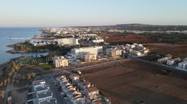Protaras. Evening coast of Cyprus. Resort town in eastern Cyprus. Mediterranean Sea.