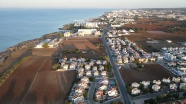 Protaras. Evening coast of Cyprus. Resort town in eastern Cyprus. Mediterranean Sea.