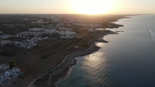 Protaras Evening Coast Cyprus Resort Town Eastern Cyprus Mediterranean Sea — Stock video