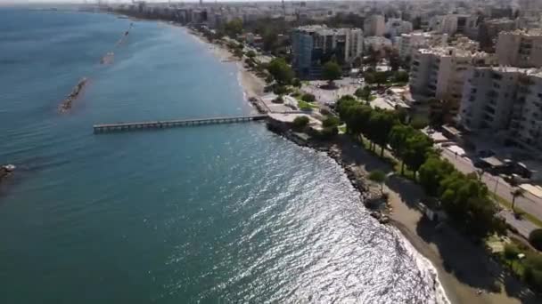 Embankment Limassol Cyprus Modern Architecture Old Town Skyscrapers — стоковое видео