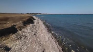 Cyprus beach at daytime. Mediterranean Sea. Beautiful views of the coast.