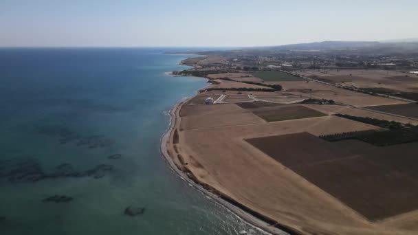 Кіпрський Пляж Вдень Середземне Море Чудові Краєвиди Узбережжя — стокове відео