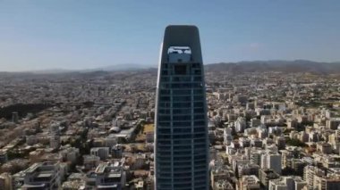 Embankment of Limassol in Cyprus. Modern architecture and old town. Skyscrapers.