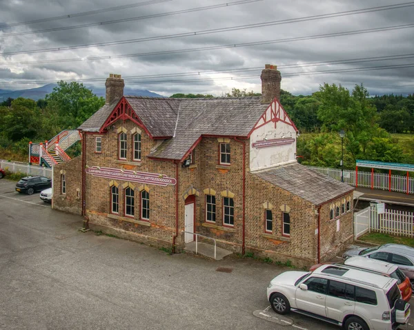 Llanfair, Anglesey - 22nd August 2022: The famous Llanfairpwllgwyngyll train station has the longest name in Wales