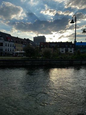Beautiful Sunset on a warm summer day in a park in German city
