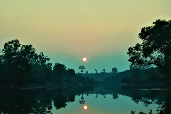 Pôr Sol Lago — Fotografia de Stock