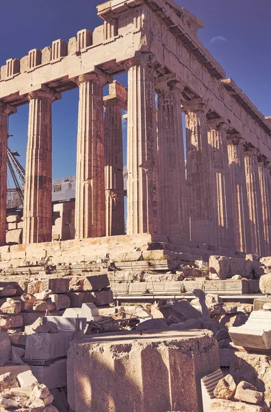 Парфенон Храм Афинском Акрополе Греции Посвященный Богине Афине — стоковое фото