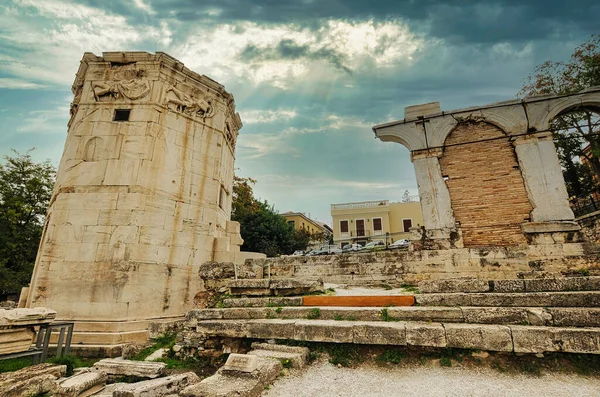 Απομεινάρια Της Ρωμαϊκής Αγοράς Και Πύργος Των Ανέμων Στην Αθήνα — Φωτογραφία Αρχείου
