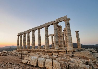 ünlü Yunan tapınağı poseidon, cape sounion Yunanistan