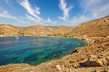 Serifos adasındaki güzel sahil, Ganema, Yunanistan