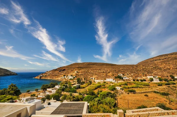 Panoramic View Beautiful Village Megalo Livadi Great Beach — Stock Photo, Image