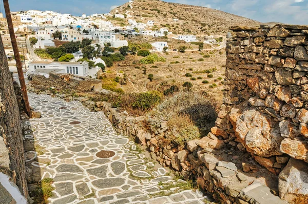 View Chora North Coast Greek Island Sikinos Cyclades Archipelago — Stock Photo, Image