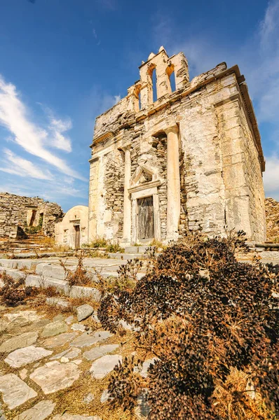 Ancien Bâtiment Pierre Dans Région Episkopi Île Sikinos Cyclades Grèce — Photo