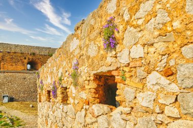 Nafplio veya Nafplion, Mora, Yunanistan tepe tepesinde Palamidi kale kale