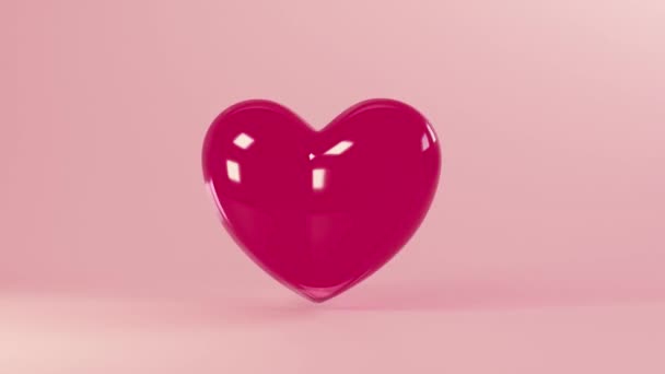 3D心脏呈现无缝循环。情人节的3D浪漫背景，2月14日。结婚或母亲节的爱情背景 — 图库视频影像