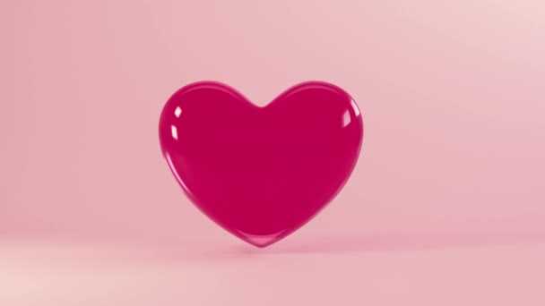 3d corazón que vuela lentamente renderizar lazo sin costura. 3D Render de fondo romántico para San Valentín día 14 febrero. Amor corazón fondo para boda o madre día — Vídeo de stock