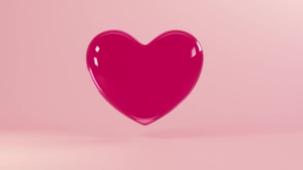 3d сердцебиение. Медленно летающее сердце делает бесшовный цикл. 3D Рендер романтического фона для валентинки день 14 февраля. Любовный фон для свадьбы или дня матери — стоковое видео
