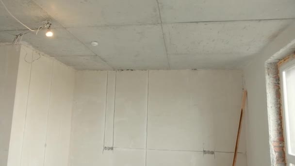 Renovation Apartment Empty Walls Repairs House Own Hands Interior Apartment — Vídeo de Stock