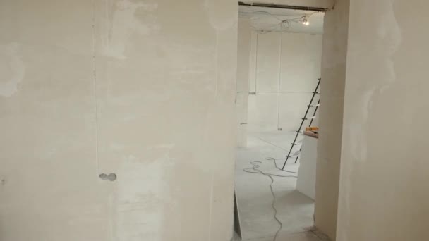 Renovation Apartment Empty Walls Repairs House Own Hands Interior Apartment — Vídeo de Stock