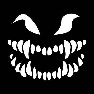 Canavarın iskeleti. Dişli canavar. Cadılar Bayramı. Keskin dişler.