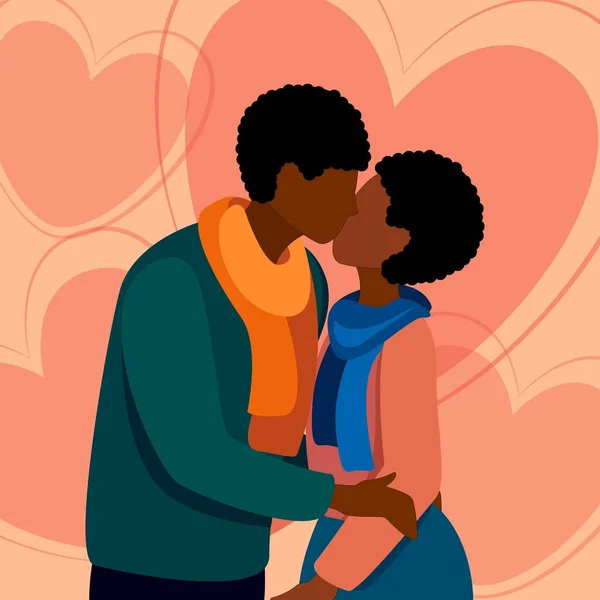 Verliebtes Afroamerikanisches Paar Küsst — Stockvektor