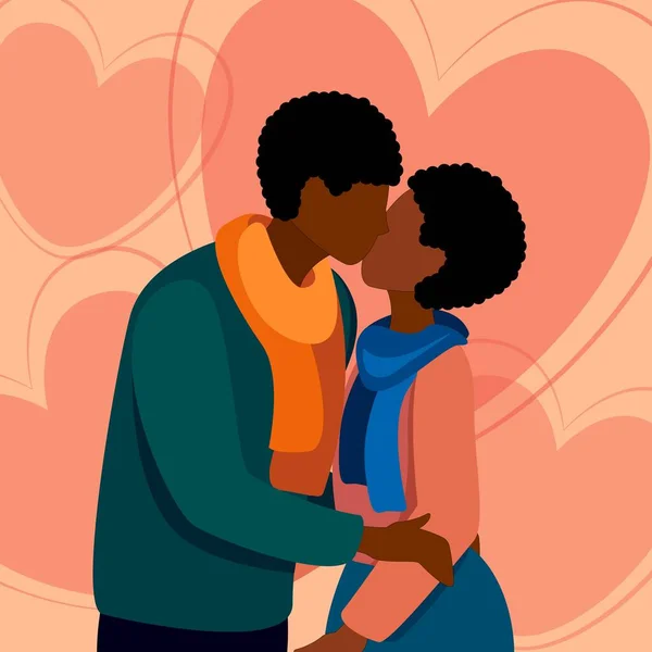 Besar Una Pareja Afroamericana Enamorada — Vector de stock