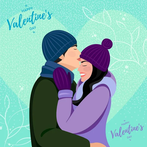 발렌타인데 포스터 이마에 키스하는 — 스톡 벡터