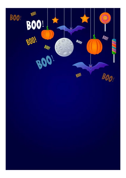 Banner Halloween Caramelle Pipistrelli Zucche Boo — Vettoriale Stock