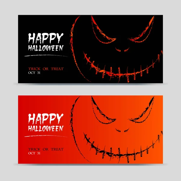 Ulotki Halloween Obraz Uśmiechniętego Potwora Tekst Pokrycie — Wektor stockowy