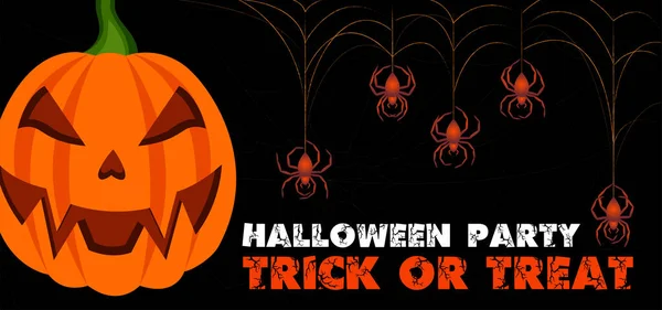 Halloween Szórólap Tökfej Pókháló Pókokkal — Stock Vector