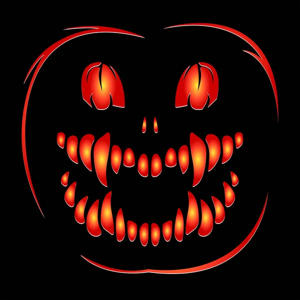 Monster Dengan Taring Gradien Kuning Sampai Merah Halloween Ekspresi Wajah - Stok Vektor