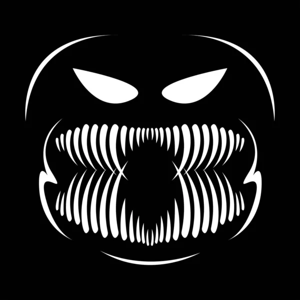 Halloween Cara Del Monstruo Sobre Fondo Negro Monstruo Con Colmillos — Vector de stock