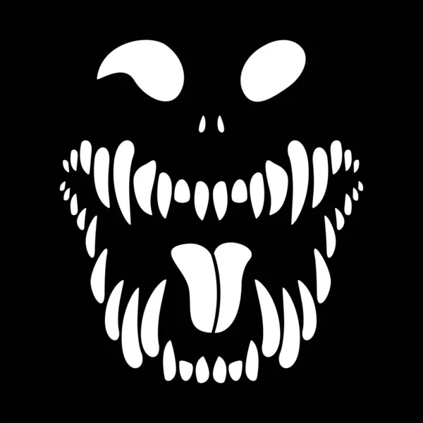 Monsterskelett Zahnloses Monster Halloween Scharfe Zähne Und Verlängerte Zunge — Stockvektor