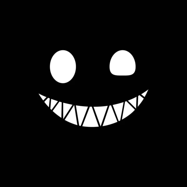 Gebissenes Lächelndes Monster Weiße Flache Illustration — Stockvektor